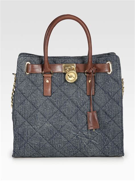 michael kors blue quilted bag|michael kors quilted tote bag.